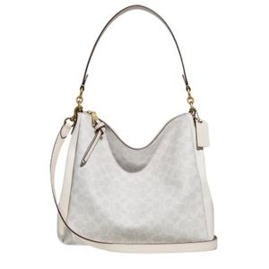 Coach Shay Shoulder Bag AND Wallet Set in Signature Canvas, White Chalk, NEW